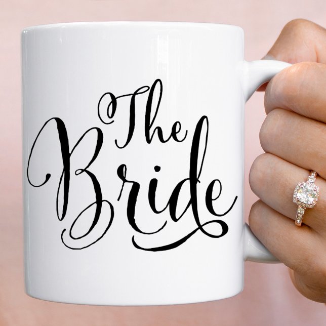 Mug Élégant Mariage de script noir de mariée (Créateur téléchargé)