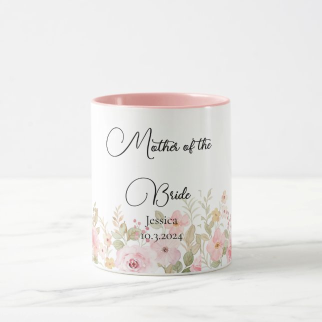 Mug Élégant Mariage floral Mariage personnalisé (Centre)