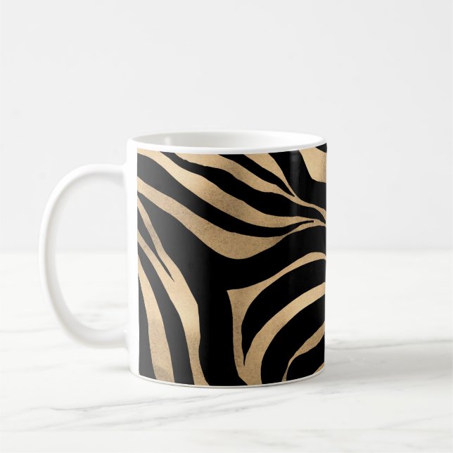 Mug Elégant métal or Zèbre noir Poster de animal (Gauche)