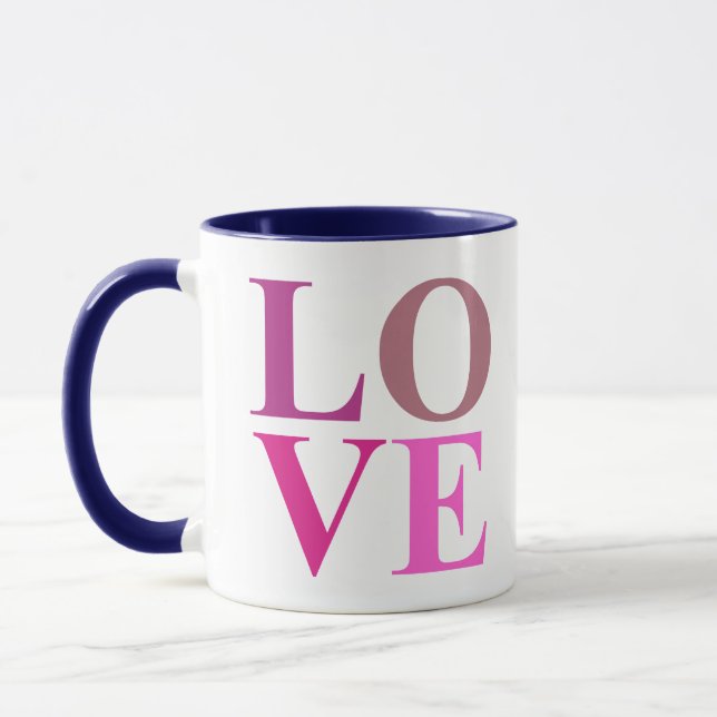 Mug Élégant, mignon Carré d'AMOUR dans les tons rose (Gauche)