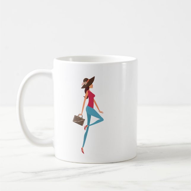 Mug Elégant, Mignonne, Élégant, Fille Sassy, Rose Pers (Gauche)