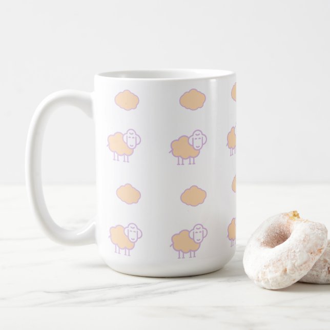 Mug Elégant Mignonne Mouton Rose Avec Nuages Motif (Avec donut)