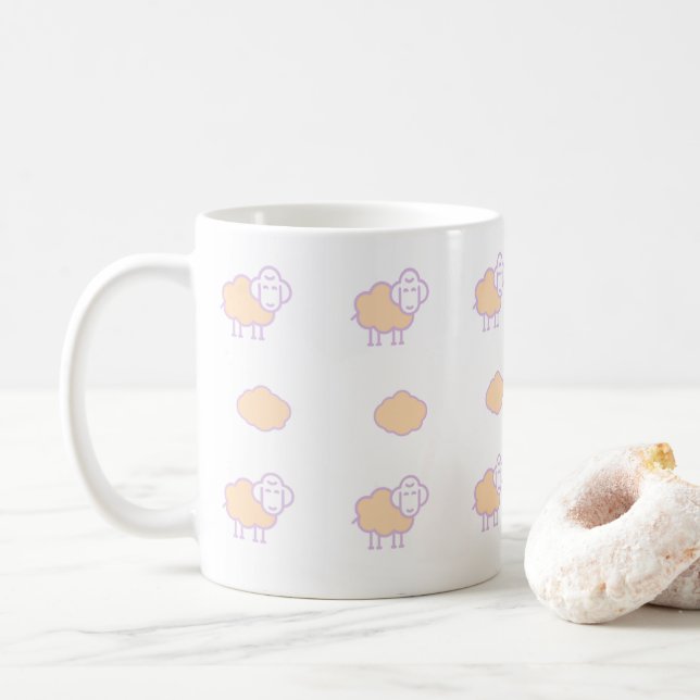 Mug Elégant Mignonne Mouton Rose Avec Nuages Motif (Avec donut)