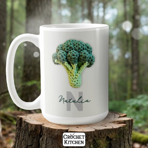 Mug Élégant minimaliste Crochet Broccoli Nom
