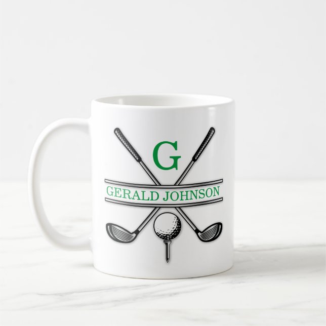 Mug Élégant minimaliste Golf personnalisé Monogramme g (Gauche)
