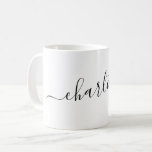Mug Élégant Minimaliste Script Moderne Nom Personnalis<br><div class="desc">Tasse à Café Élégant Script Nom Personnalisé en Blanc</div>