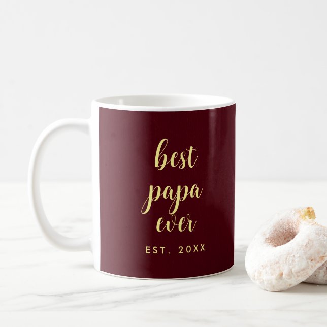 Mug Élégant Modèle Gold Texte Best Papa Ever Script (Avec donut)