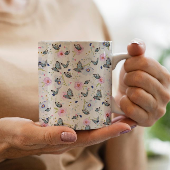Mug Elegant Modern Flowers and butterfly pattern (Créateur téléchargé)