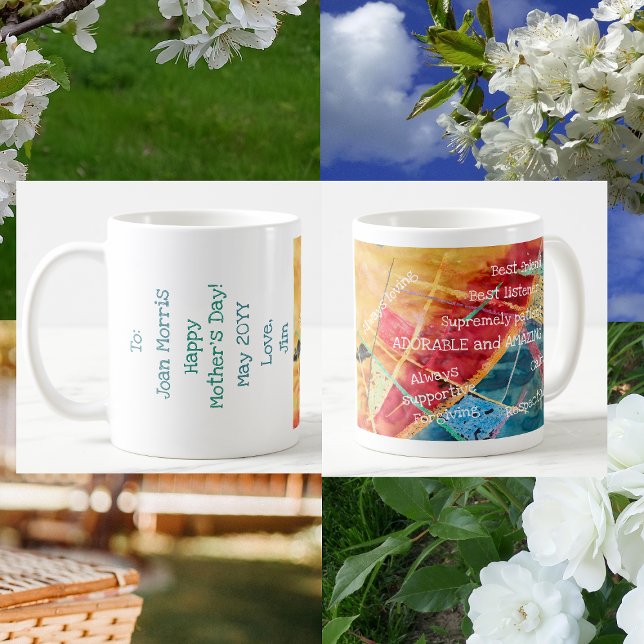 Mug Élégant Moderne Chic Grande Mère Adorable Extraord (Happy Mother's Day to an Adorable and Amazing Mother! Elegant mug w/ an amazing mother's qualities )