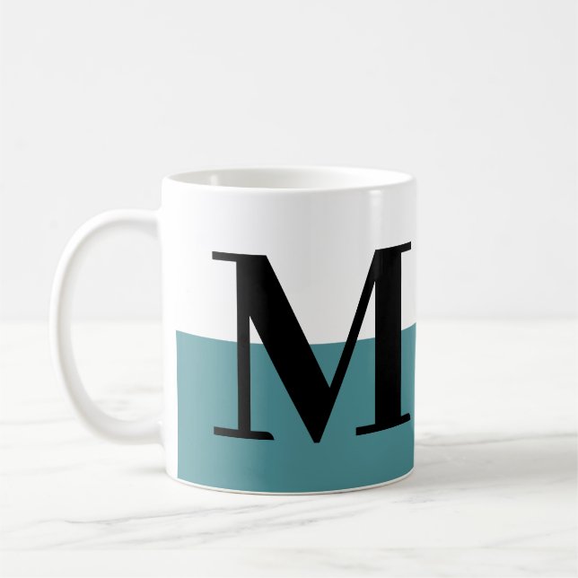 Mug Élégant moderne Monogram Cadeau Turquoise (Gauche)