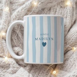 Mug Élégant Moderne Nom de Tatie Personnalisé Rayures