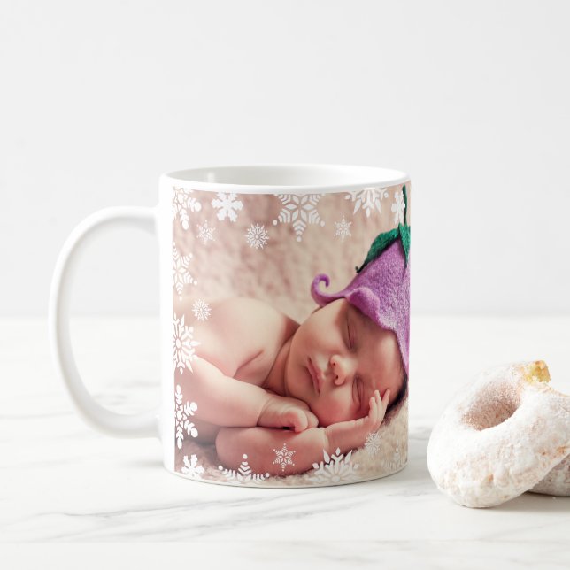 Mug Elégant moderne photo bébé de Noël personnalisée (Avec donut)