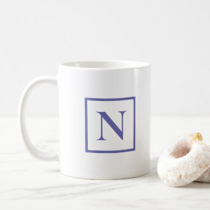 Mug Élégant Monogram Periwinkle bleu minimaliste