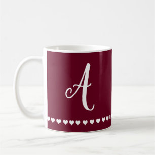 Mug Élégant Monogramme bordeaux et blanc