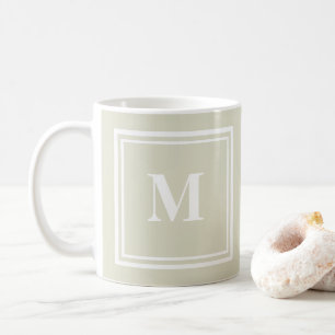 Mug Élégant Monogramme de cadre de bloc couleur beige 