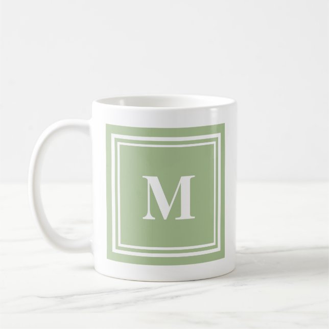 Mug Élégant Monogramme de cadre de bloc de couleur ver (Gauche)