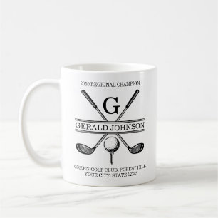 Mug Élégant Monogramme De Golf Personnalisé