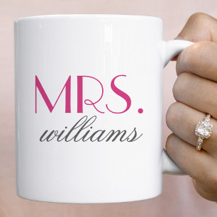 Mug Élégant Monogramme de Mme en Rose Chaud pour Maria