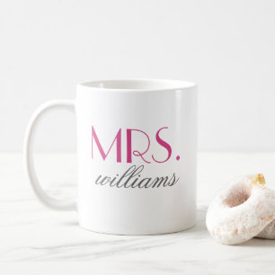 Mug Élégant Monogramme de Mme en Rose Chaud pour Maria