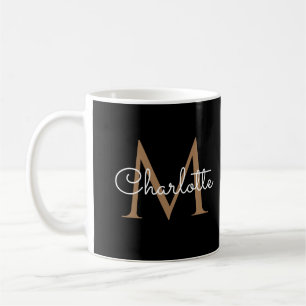 Mug Élégant Monogramme en or noir