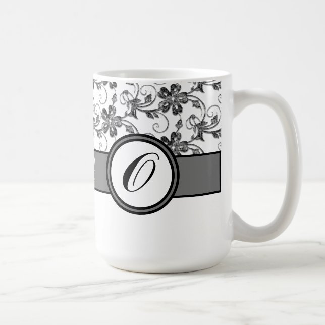 Mug Élégant monogramme et motif floral (Droite)