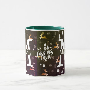 Mug Élégant Monogramme Fête de Noël décorative