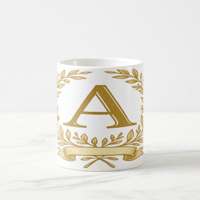 Mug Élégant Monogramme Floral - Personnalisé Initial & (Centre)