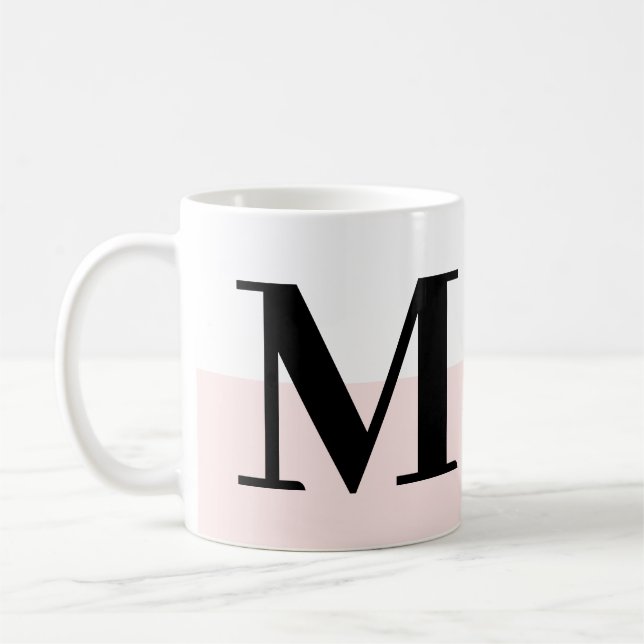 Mug Élégant Monogramme moderne cadeau Blush Pink Coffe (Gauche)