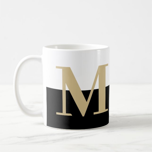 Mug Élégant Monogramme moderne Cadeau Or Black Coffee  (Gauche)