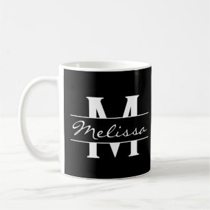 Mug Élégant monogramme noir et blanc