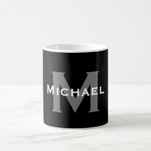 Mug Élégant monogramme noir et blanc