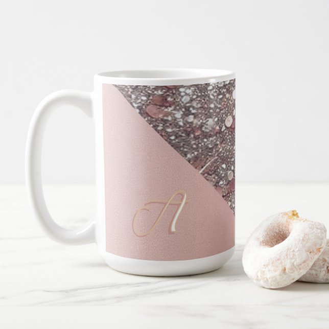 Mug Élégant Monogramme Or Rose (Avec donut)