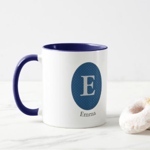 Mug Élégant Monogramme Personnalisé Bleu