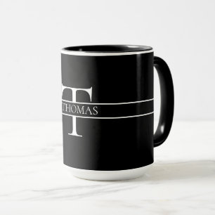 Mug Élégant Monogramme Personnalisé Nom Personnalisé