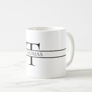 Mug Élégant Monogramme Personnalisé Nom Personnalisé