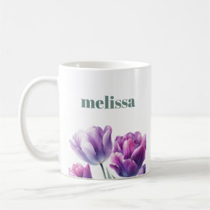 Mug Élégant monogramme violet personnalisé