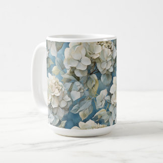 Mug Elégant moody bleu poussiéreux flores d'aquarelle