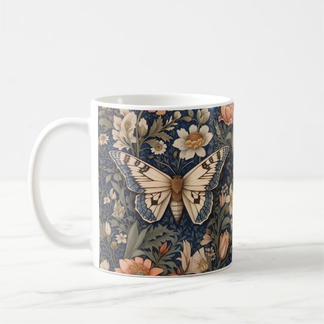 Mug Elégant Moth Vintage William Morris inspiré (Gauche)