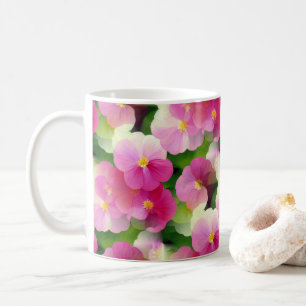 Mug Élégant Motif à fleurs rose et blanc Impatiens