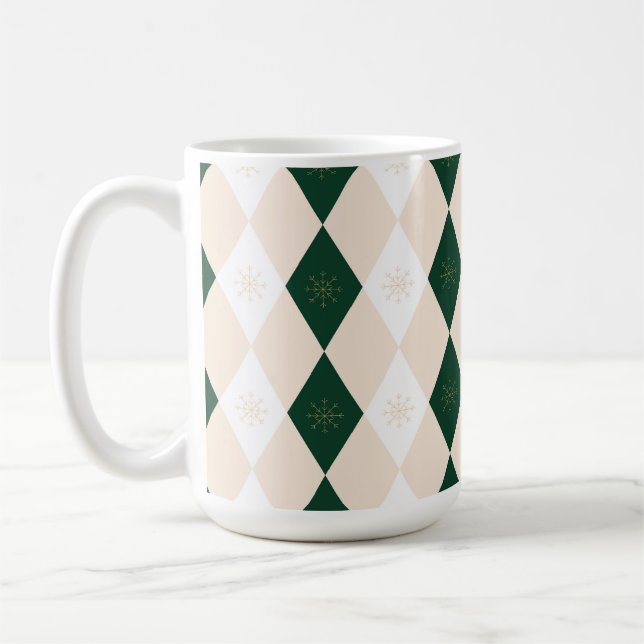 Mug Élégant Motif arlequin de Noël avec flocon de neig (Gauche)