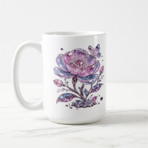 Mug Élégant motif botanique rose poudré