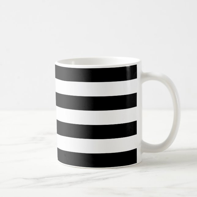 Mug Élégant motif classique à rayures noires et blanch (Droite)