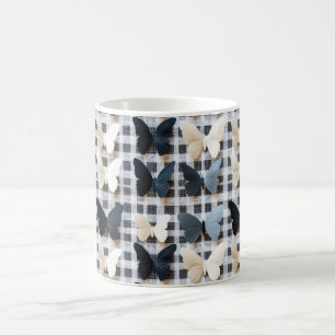Mug Élégant Motif de grille papillon