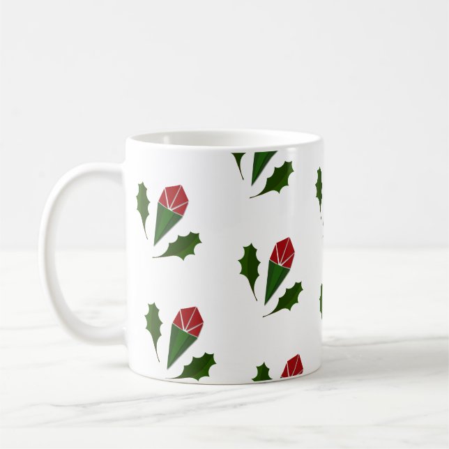 Mug Élégant motif floral Abstrait Roses et Feuilles (Gauche)