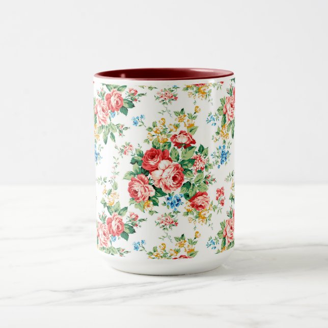 Mug Elégant motif floral avec élément de design Rose (Centre)