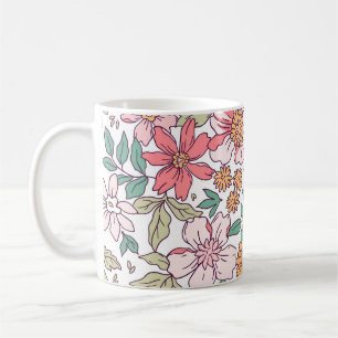Mug Elégant motif floral dans petite fleur dessinée à