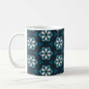 Mug "Elégant Motif géométrique Floral Bleu