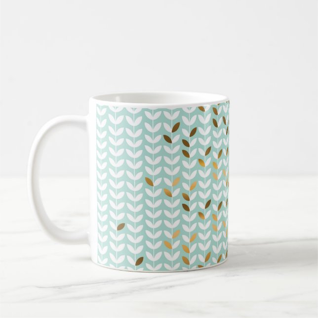 Mug Élégant Motif Gold Green Leaf (Gauche)