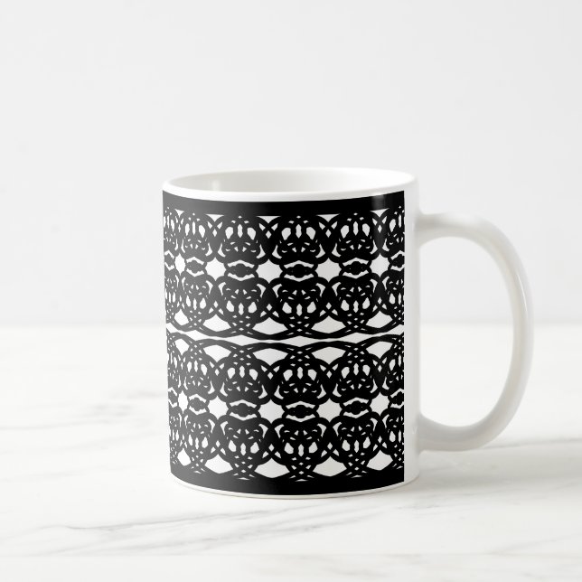 Mug Élégant Motif noir et blanc Abstrait (Droite)