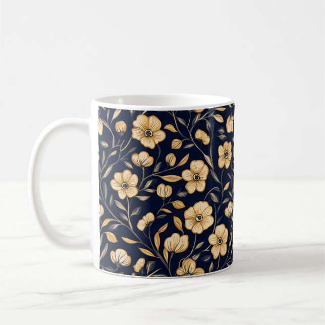 Mug Élégant Motif or fleur (Gauche)